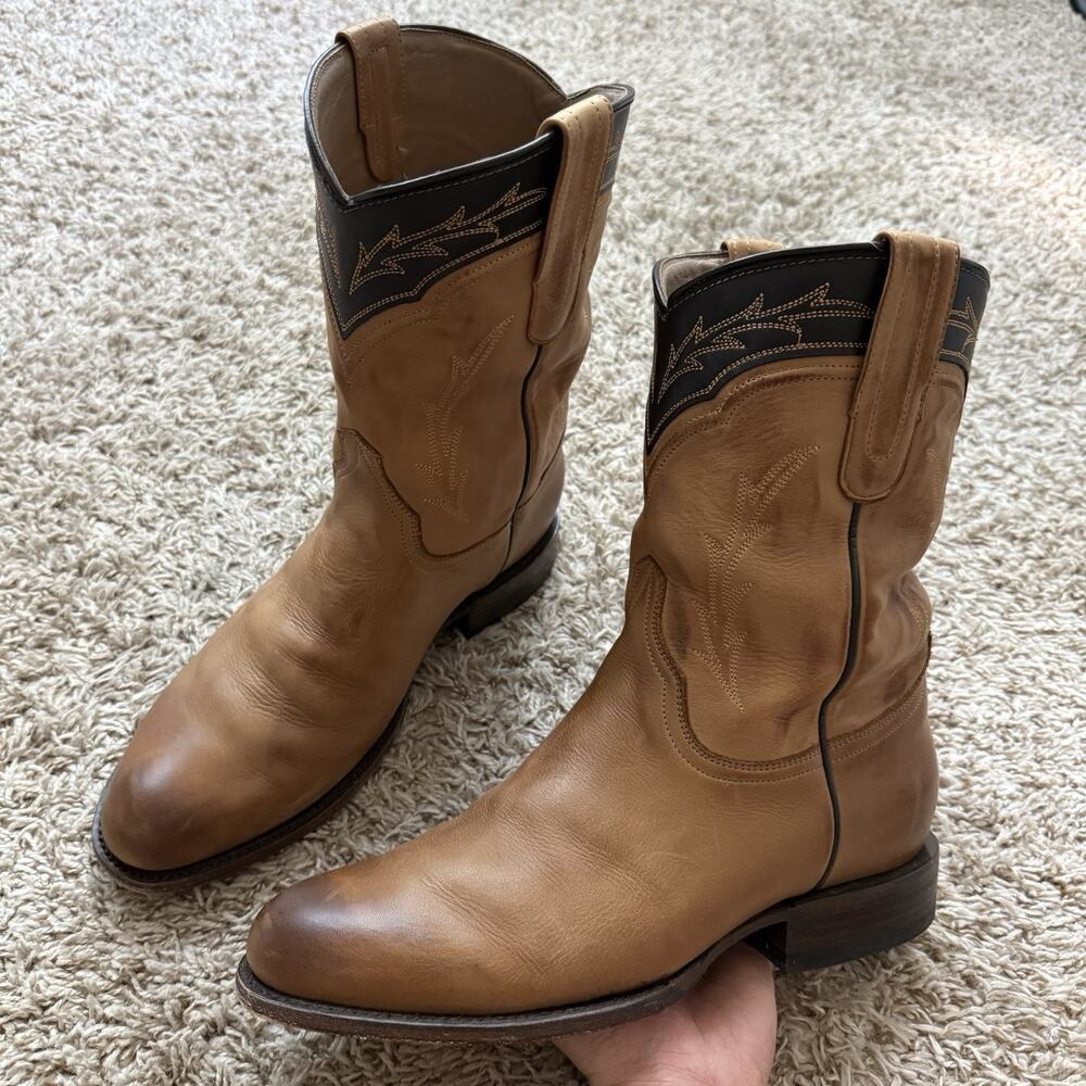 Stetson Ben Roper Cowboy Boots Men’s Size 9 EE - Tan Brown - Western - Pull On